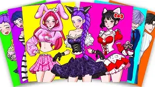 HUNTRIX COSPLAY KUROMI, MY MELODY and HELLO KITTY - KPOP DEMON HUNTERS | Sticker Book DIY