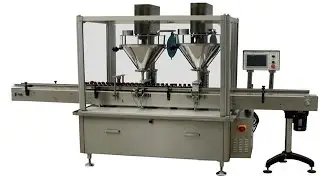 linear double heads screw auger filling machine milk powder filler 2nozzles llenado polvo en latas