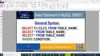 MS SQL Server| Data Query Language| DQL Select Statement in [Pashto] Part-1