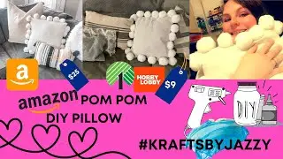 Amazon Pom Pom Pillow DIY // Kraftsbyjazzy #dollartree #hobbylobby #homedecor #livingroomdecor