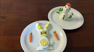 Huevos Duros Decorados en Forma de Conejo y Snowman