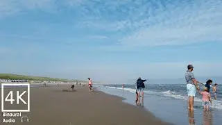 Relaxing Beach Walk. Wijk aan Zee, The Netherlands. Soothing Binaural Sounds of Waves.