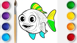 Splish Splash Art Fun Fish Drawing and Coloring for Kids  Step by Step Tutorial || Zk kids