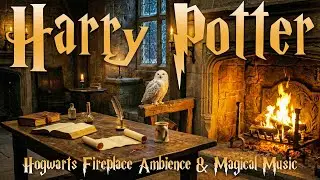 Harry Potter Fireplace Ambience 🔥 Warm Firelight on a Winter Castle Night | Magical Music