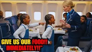 Racist Flight Attendant Gives Black Twins ONE Plate to Share - Billionaire Dad GROUNDS THE FLIGHT