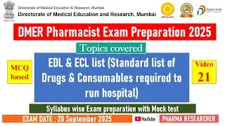 EDL & ECL list (Standard list of Drugs & Consumables required to run hospital) II DMER 2025 II #dmer