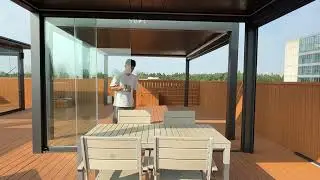 Waterproof Motorized Pergola Systems Louvre Roof Pergola For Heavy Rain