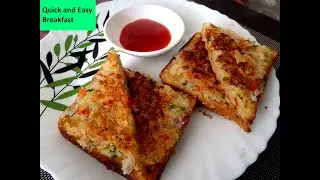 Instant Rava Toast Recipe - Crispy Veg Suji Bread Toast - Semolina Veg Toast-सूजी टोस्ट -kids recipe