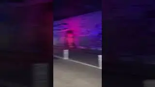 Colorful change of graffiti inside a tunnel