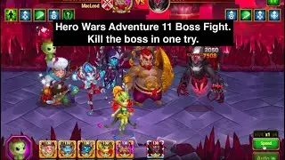 Hero Wars Adventure 11 Boss fight Orion. Team: Rufus, Maya, Kira, Nebula, Martha and Oliver as pet.