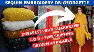 Faux Georgette| Sequin Embroidery Georgette| Fabric Online| COD +Free Shipping Available| Net Fabric