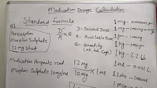 Drug Dose Calculation || Medication Dosage Calculation 