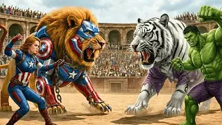 HULK Tiger vs CAPTAIN AMERICA Lion King | Epic Wild Showdown