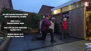 Kids PT, Kids Martial Arts & Flexibility: EMOM, Teach & Drill: Jab | X | Hooks & Dumbbell Superset