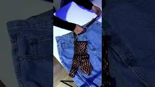 Using tie to customize my jean #customjeans #denimfashion #denimstyle #animeart #art #clothingdesign