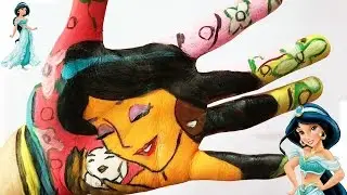 Принцесса Жасмин, рисование на руке, как рисовать принцессу Диснея, краски для детей