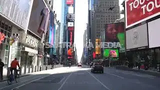 Driving Empty Midtown Streets NYC COVID Lockdown April 2020 Stock Footage