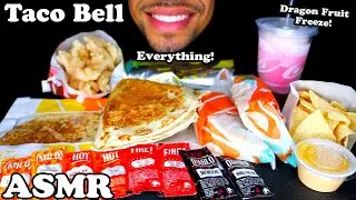 ASMR TACO BELL EATING EVERYTHING MENU MUKBANG CHALLENGE GRILLED CHEESE BURRITO CINNAMON TWIST JERRY