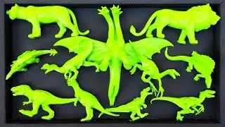 🔴Clean Up Muddy Dinosaur Animals: T-rex, Stegosaurus, Velociraptor, Alosaurus, Timetrodon, Ghidorah