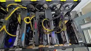 Wireing on my 8 GPU mixed Ethereum mining rig.