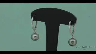 www.e-joaillerie.com - Boucles d'oreilles or 18 carats, diamants 0,22 carat et perles de Tahiti