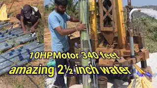Borewell Submersible pump installation | Powerful Water Output 💧 #borewell 