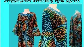 Stylish Gown with flare sleeve /Box pleats step by step tutorial (@nekkyhandmade ).