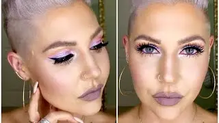 First Impressions Full Face Makeup Tutorial | Greige Lip Purple Lid