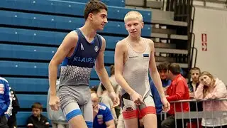 U15 Heigo Heinsaar (EST) vs Kirill Klopov (LTU) 52kg. Greco-roman boys youth wrestling. B-cam-man