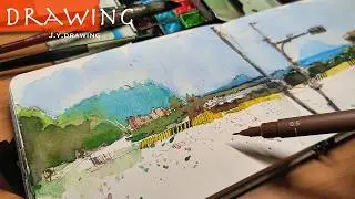 Create Stunning Landscapes Using Technical Pen and Watercolor Techniques
