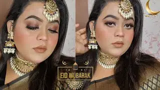 🌙Eid Makeup Tutorial Affordable products || Brown glitter smokey eye