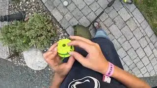 Edging stone path using Ryobi 18V string trimmer