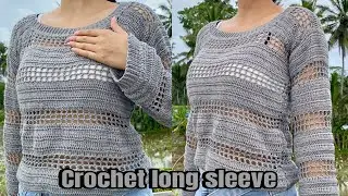 Crochet long sleeve | easy sweater tutorial | beginner friendly