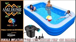 Describing Rukala Inflatable Pool with Electric Pump 450 Gallons, Amazon