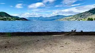 A morning view of the Kin beach, Vernon, British Columbia, Canada