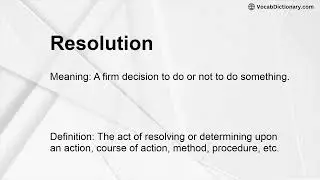 Resolution Meaning