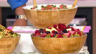 Temp-tations Bamboo Salad Bowl with Servers on QVC
