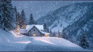Cozy Winter Cabin in a Heavy Blizzard | Snowstorm & Wind White Noise for Sleeping