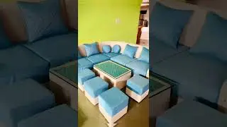 L shape corner sofa full setup 💙🤍✨ #sofaclub #cornersofa #home #furniture