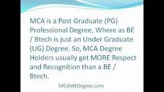 MCA is Equivalent to ME (CSE) or MTech
