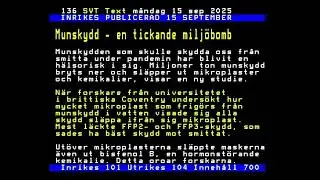 Jag ringer FHM g&auml;llande munskydd 15 september 2025