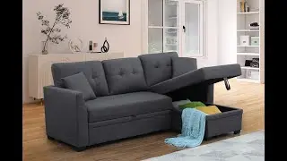 Official F4001 Assembly Video Fabric Sleeper Sectional Sofa With Storage