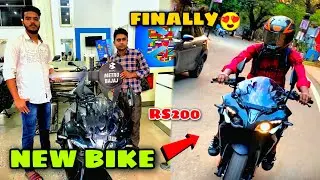 Taking Delivery Of My New Bike 😍 From YouTube Money 🎉💙 || #rs200 #viral #bikersantosh ✨⚡
