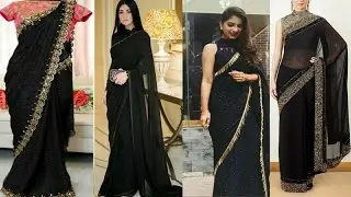 Beautiful black saree collection| Black saree designs| Latest Saree Designs #sarees  #blacksaree