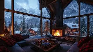 Cozy Winter Cabin Night Fireplace in Snowstorm ASMR | Healing Sleep Therapy and Deep Inner Calm