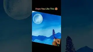 Full Moon Acrylic Painting/Blue & White Moonlight Scenery #shorts #shortvideo #art #viral #painting