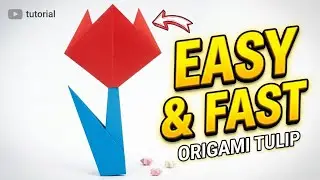 how to make an easy origami flower with stem (easy 2-minute tutorial)