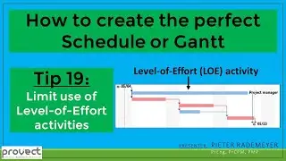 Tip 19: Limit the use of Level-of-Effort (LOE) activities in a project schedule, programme or Gantt