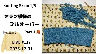 朝活LIVE☀️ #117 🔰アラン模様のプルオーバー Part 1/ 棒針編み / Knit With Me / knitting