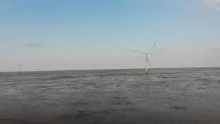 China infrastructure mega-projects -  Wind power turbines of  Longyuan Rudong Intertidal Wind Farm